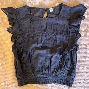 NWOT Aerie seersucker ruffle top